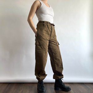80s authentic high waisted khaki SADF nutria brown military combat cargo trouser